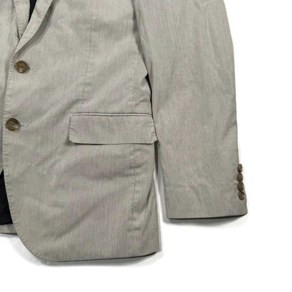 J CREW Ludlow‎ Blazer Jacket Gray Micro Stripe Mens 38R Cotton 16899